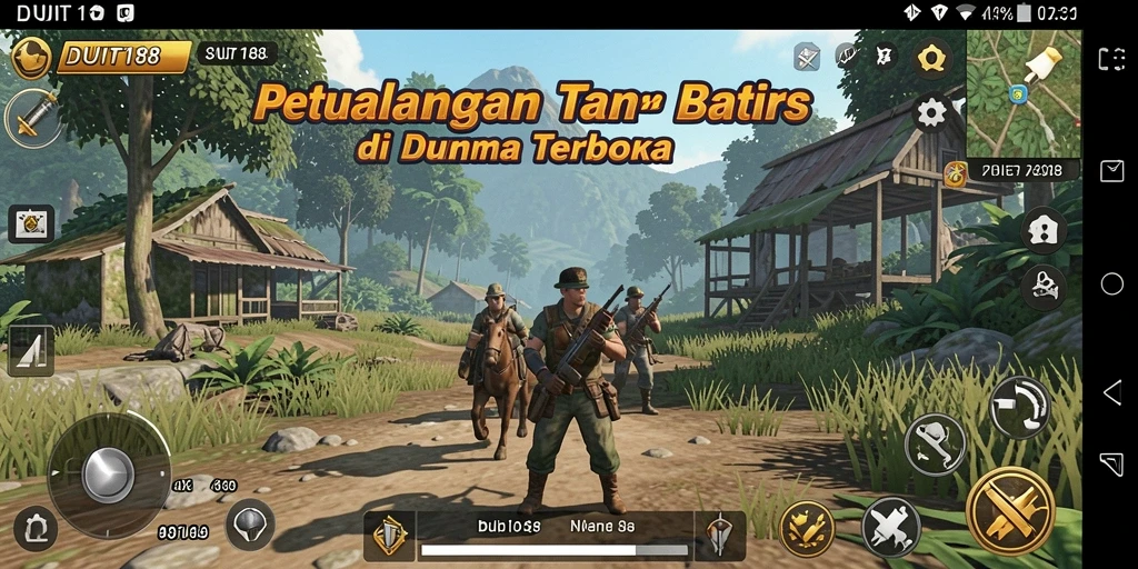 Screenshot gameplay yang menampilkan petualangan di dunia terbuka.