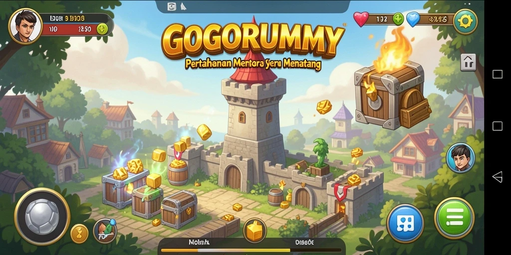 Tampilan gameplay menegangkan di GOGORUMMY yang penuh aksi Tower Defense.