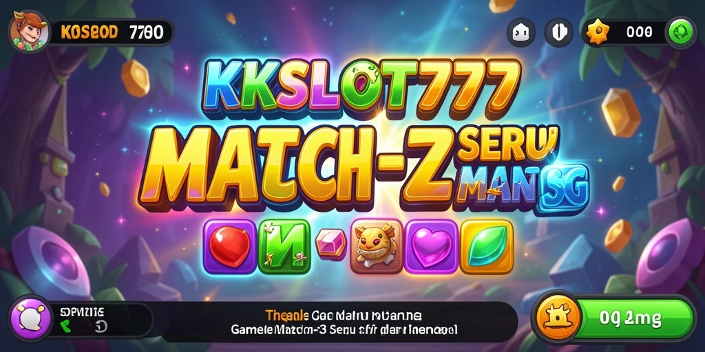 Tampilan layar permainan KKSLOT777 dengan aksi Match-3 yang seru.