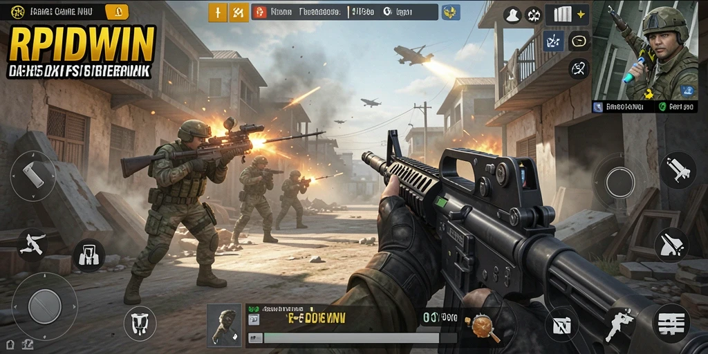 Screenshot RPIDWIN menampilkan pertempuran FPS yang intens dan seru.
